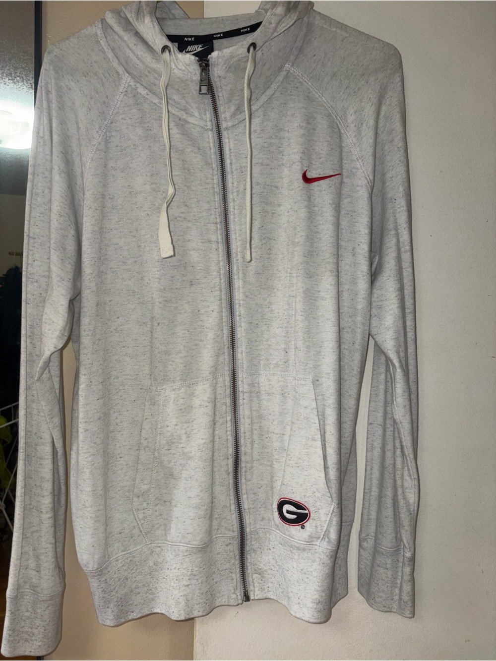 Nike Light Heather Gray Full-Zip Hoodie with Georgia Bulldogs Logo